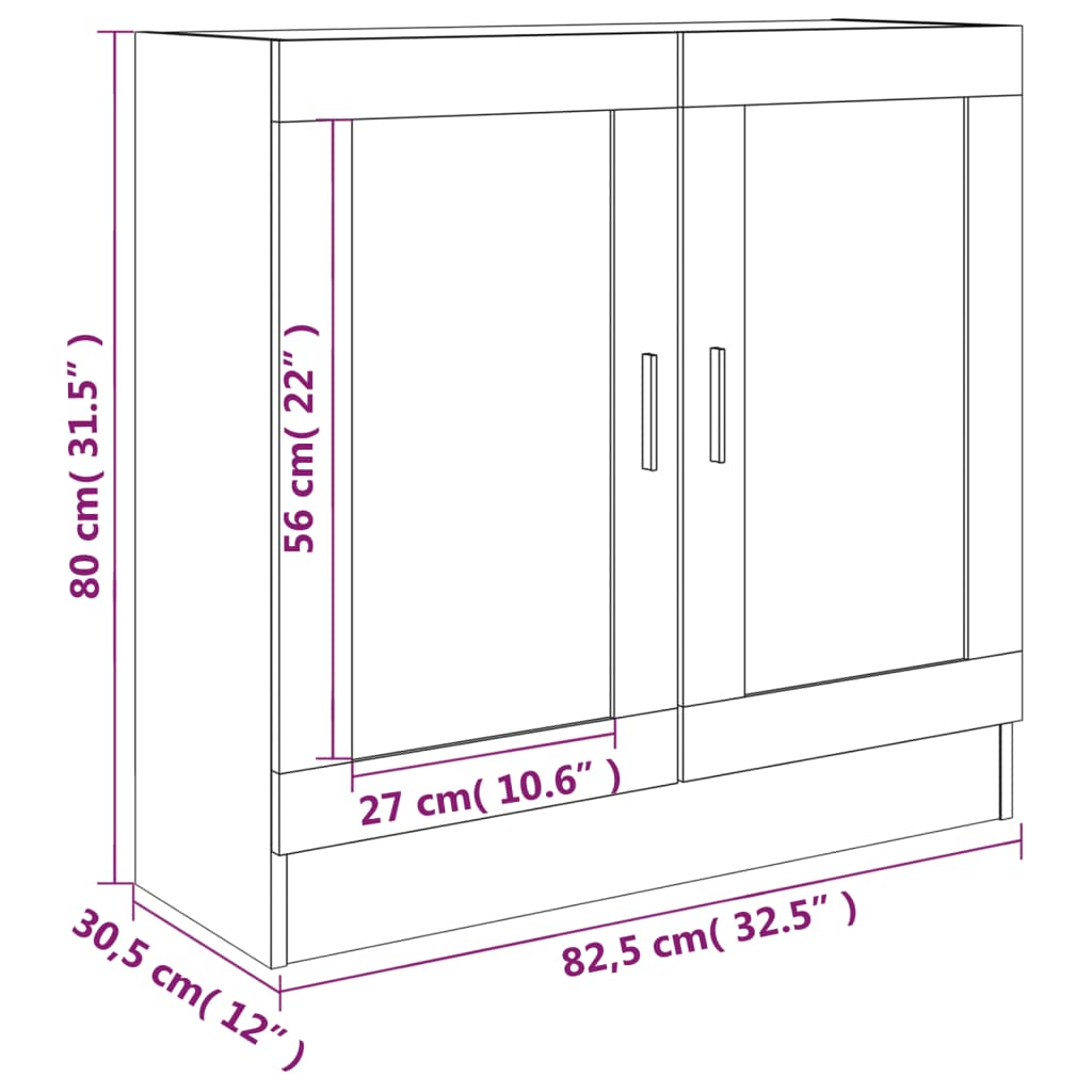 Armoire à vitrine Chêne marron 82,5x30,5x80cm Bois d'ingénierie Bibliothèques vidaXL   