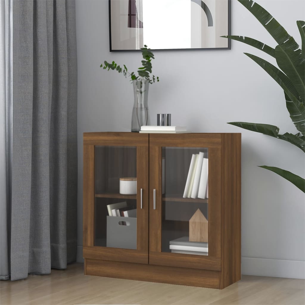 Armoire à vitrine Chêne marron 82,5x30,5x80cm Bois d'ingénierie Bibliothèques vidaXL   