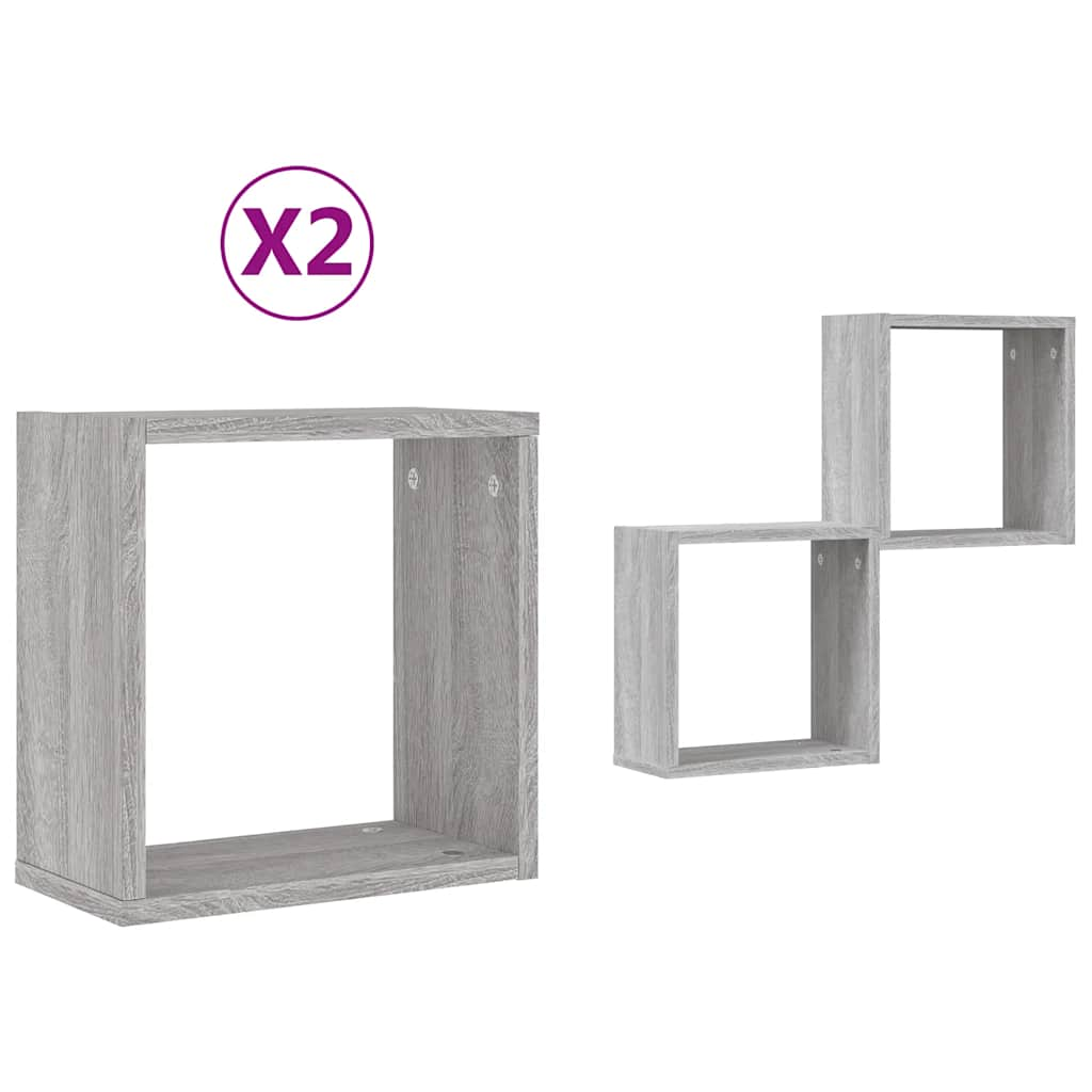 Étagères cube murales 2 pcs sonoma gris 30x15x30 cm Étagères murales & corniches vidaXL