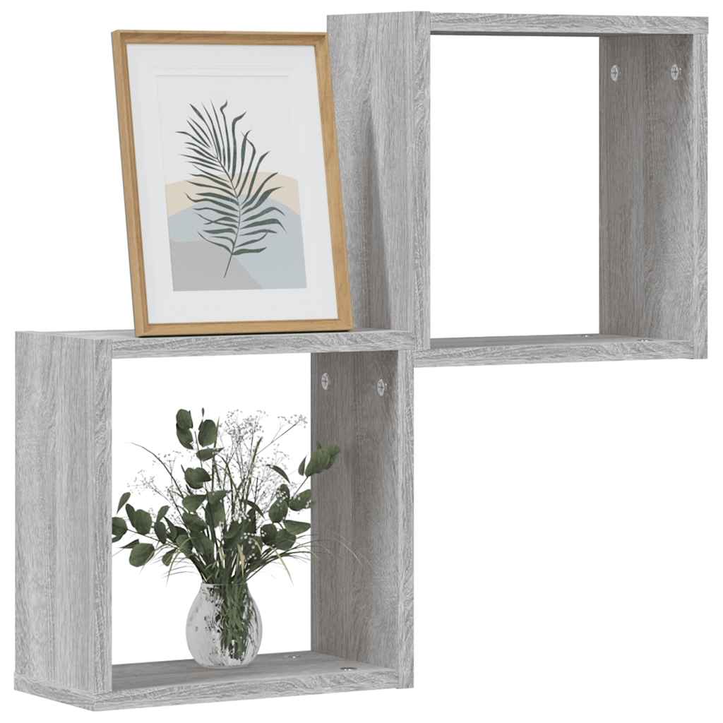 Étagères cube murales 2 pcs sonoma gris 30x15x30 cm Étagères murales & corniches vidaXL