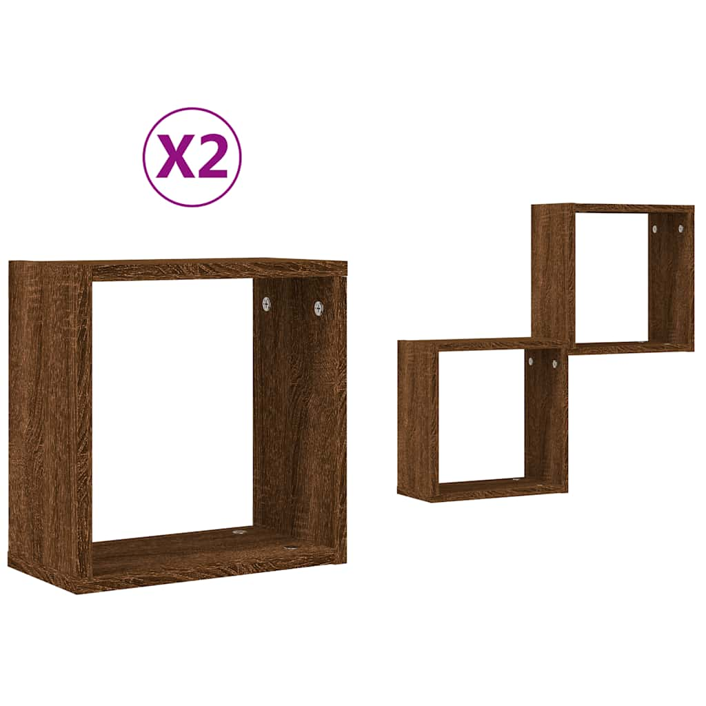 Étagères murales sous forme cube 2 pcs chêne marron 30x15x30cm Étagères murales & corniches vidaXL