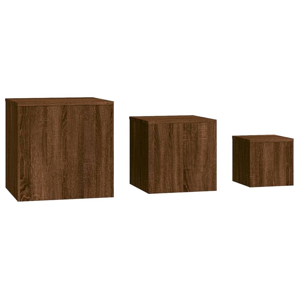 Tables d'appoint 3 pcs Chêne marron Bois d'ingénierie - Xios Store SNC