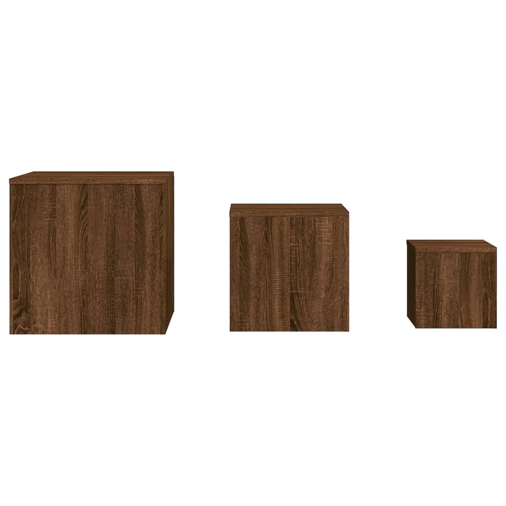 Tables d'appoint 3 pcs Chêne marron Bois d'ingénierie - Xios Store SNC