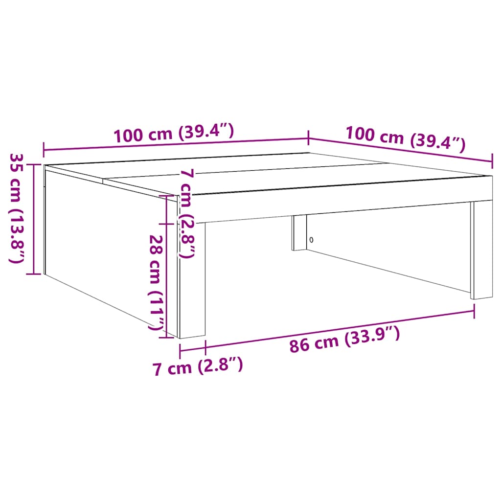 Table basse Sonoma gris 100x100x35 cm Bois d'ingénierie Tables basses vidaXL