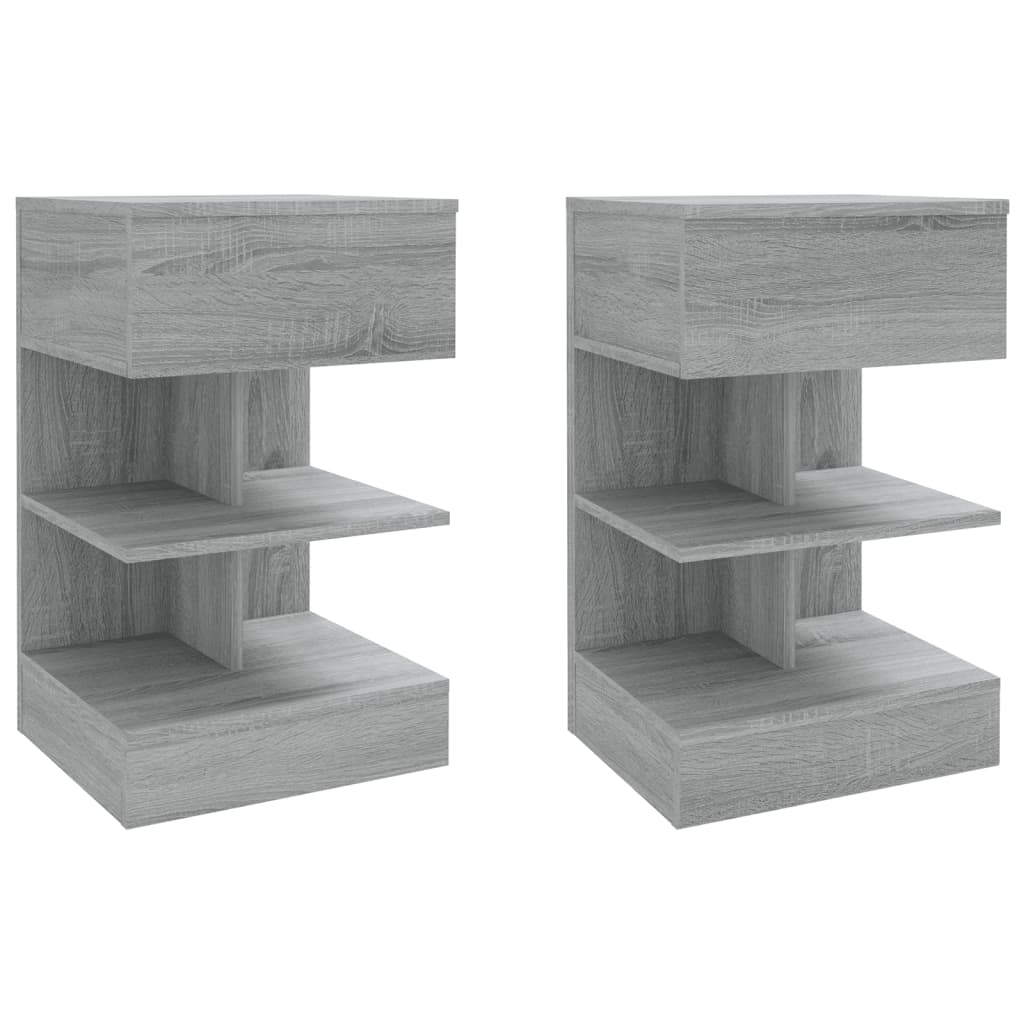 Tables de chevet 2 pcs Sonoma gris 40x35x65cm Bois d'ingénierie Tables de chevet vidaXL