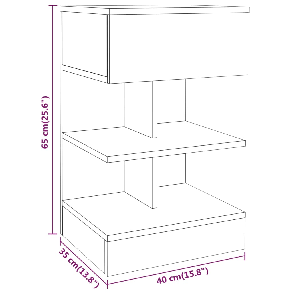 Tables de chevet 2 pcs Sonoma gris 40x35x65cm Bois d'ingénierie Tables de chevet vidaXL