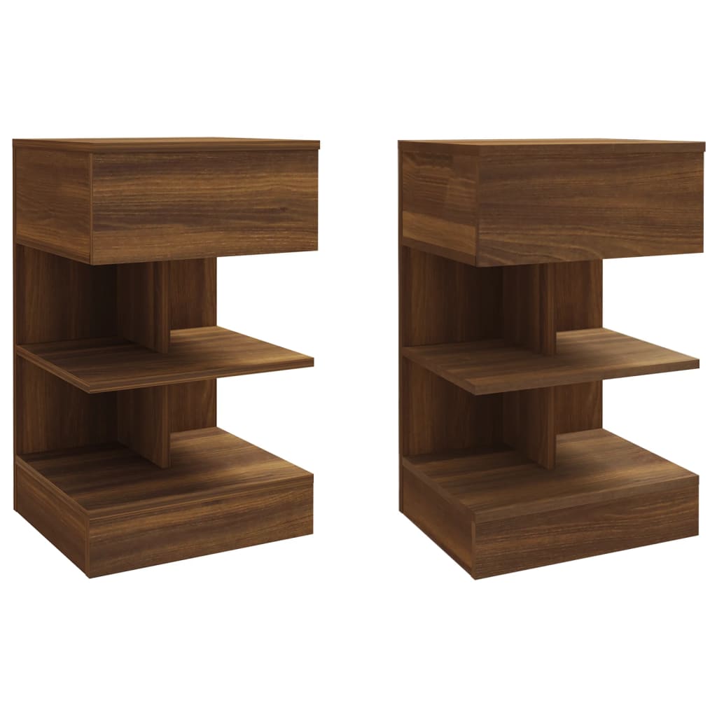 Tables de chevet 2pcs Chêne marron 40x35x65cm Bois d'ingénierie Tables de chevet vidaXL