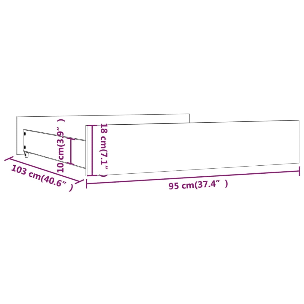 Tiroirs de lit 2 pcs blanc Bois de pin massif Lits & accessoires vidaXL   