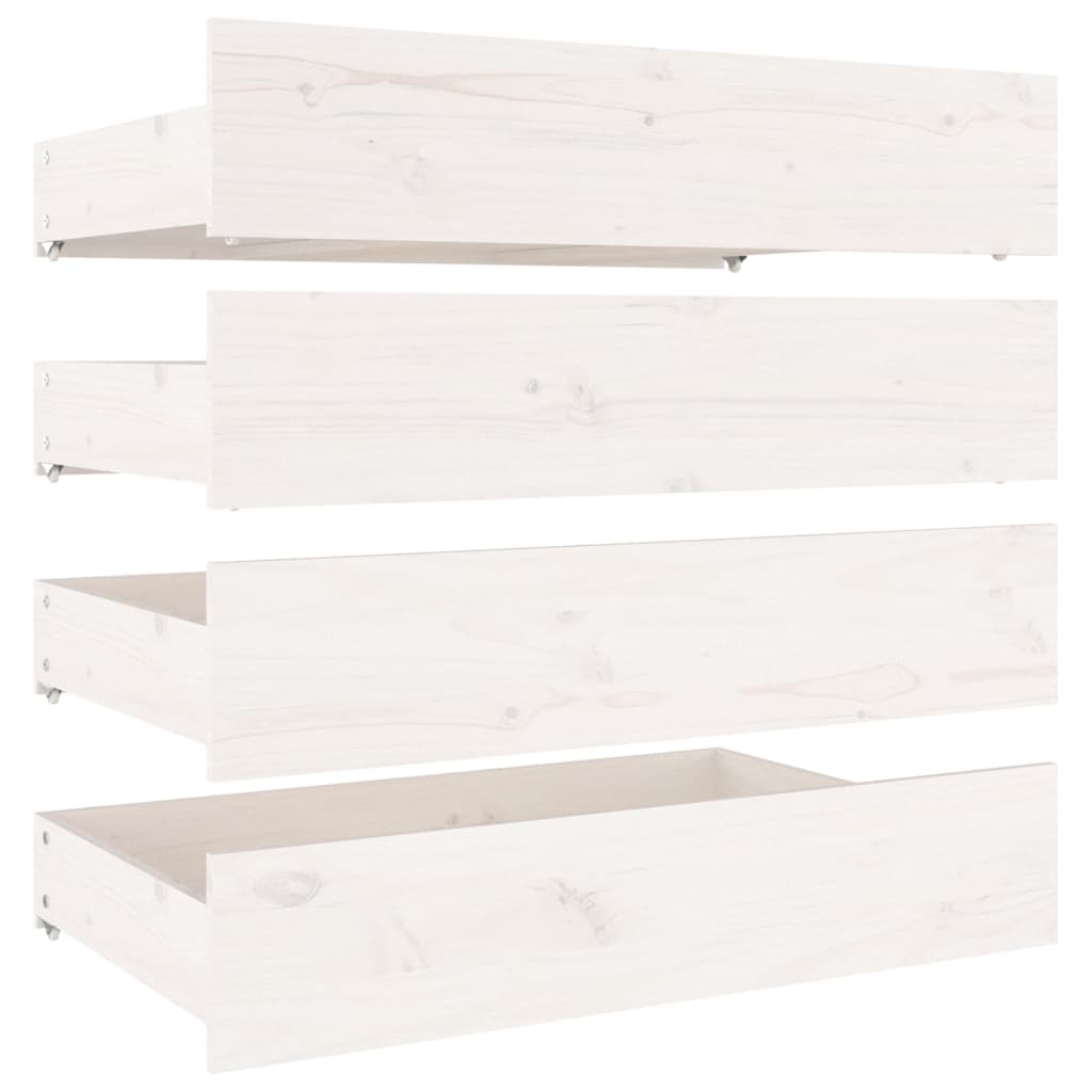 Tiroirs de lit 4 pcs Blanc Bois de pin massif Lits & accessoires vidaXL   