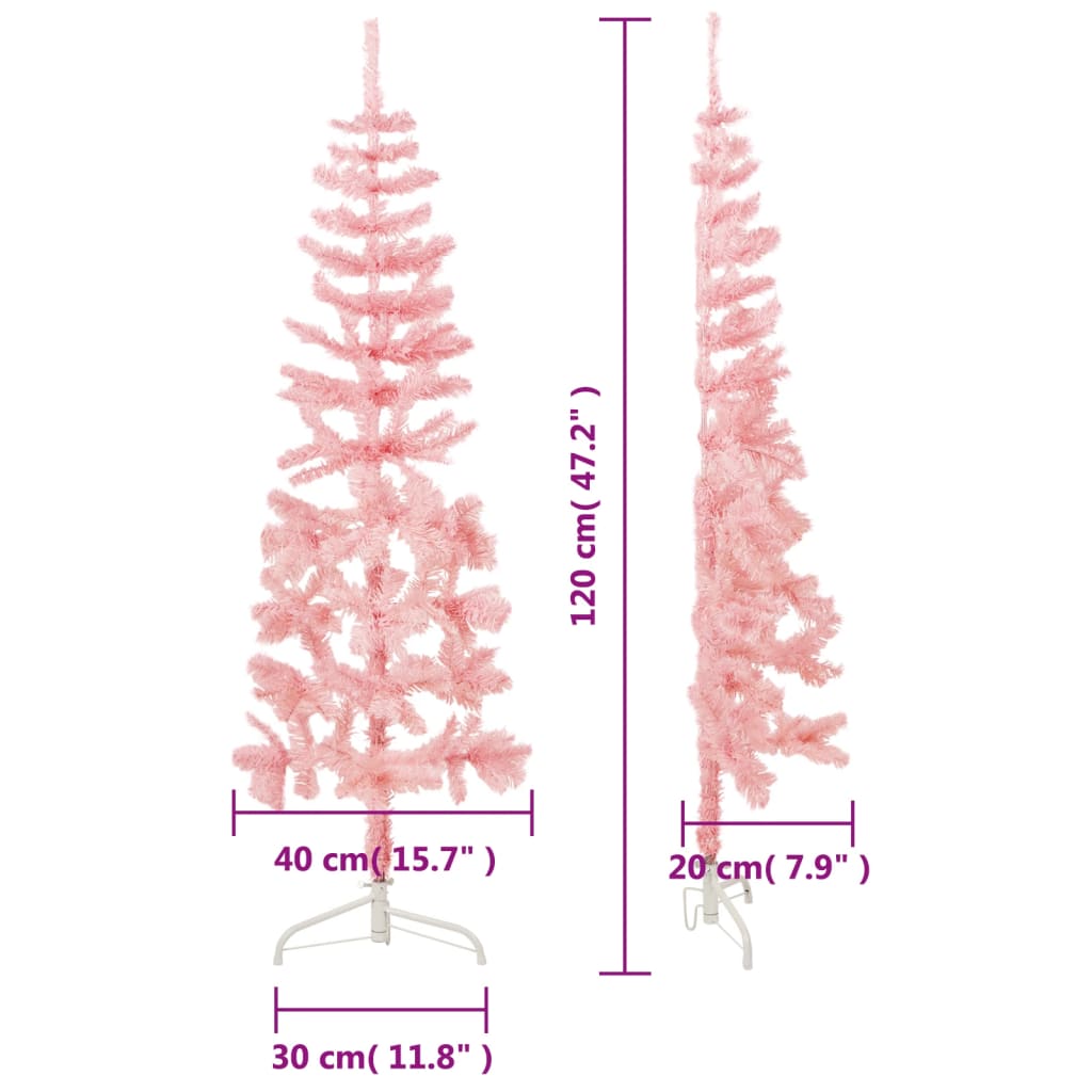 Demi sapin de Noël artificiel mince avec support Rose 120 cm - Xios Store SNC