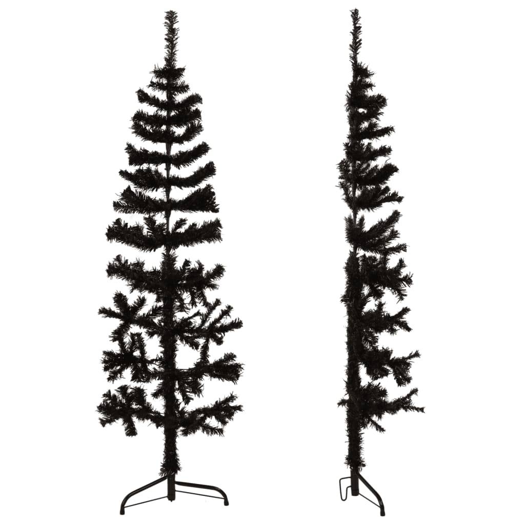 Demi sapin de Noël artificiel mince avec support Noir 120 cm - Xios Store SNC