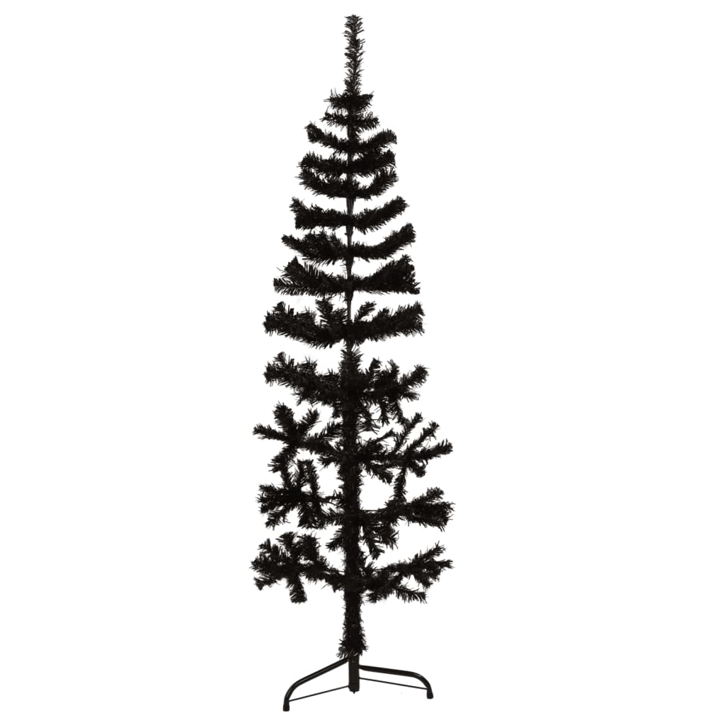 Demi sapin de Noël artificiel mince avec support Noir 120 cm - Xios Store SNC