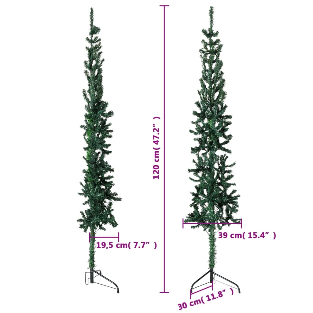 Demi sapin de Noël artificiel mince avec support Vert 120 cm - Xios Store SNC