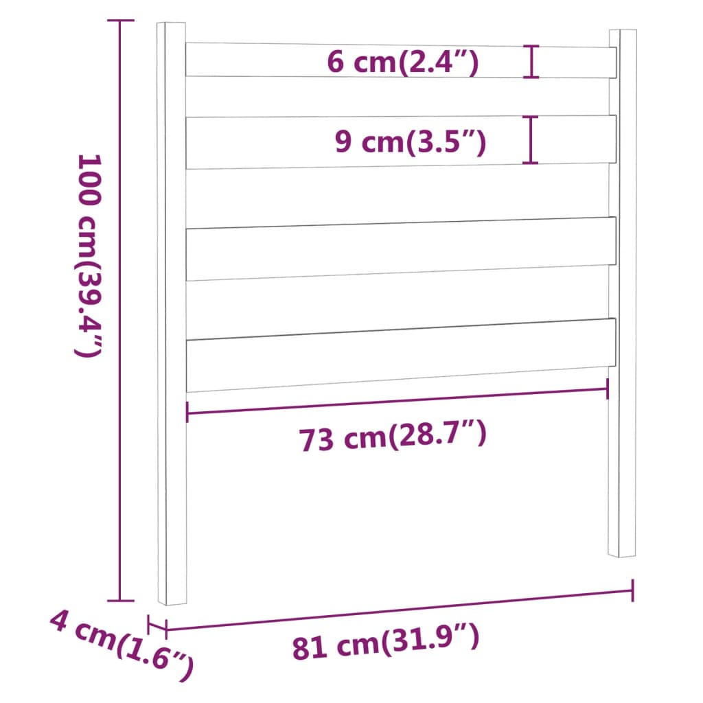 Tête de lit Marron miel 81x4x100 cm Bois massif de pin Têtes et pieds de lit vidaXL   