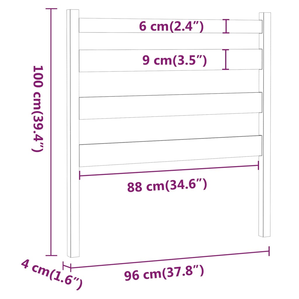 Tête de lit Gris 96x4x100 cm Bois massif de pin Têtes et pieds de lit vidaXL   