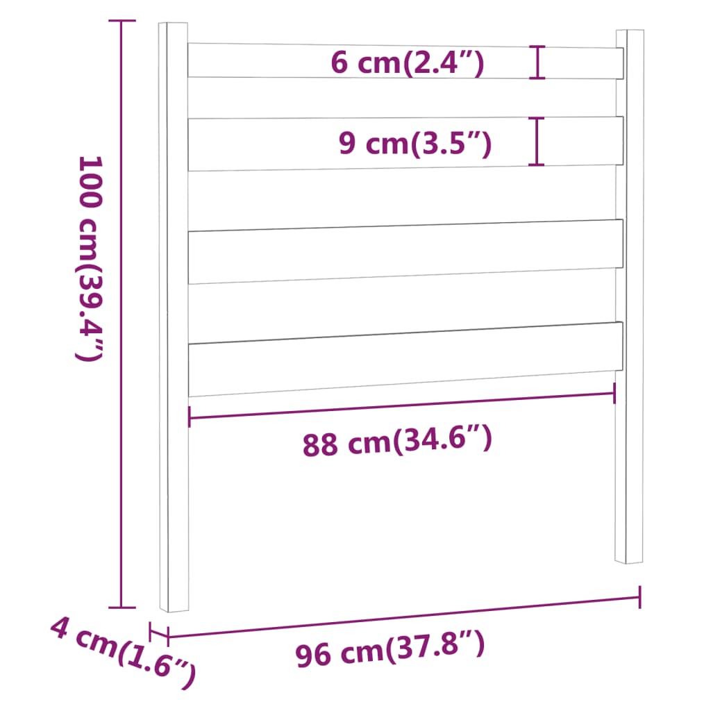 Tête de lit Marron miel 96x4x100 cm Bois massif de pin Têtes et pieds de lit vidaXL   