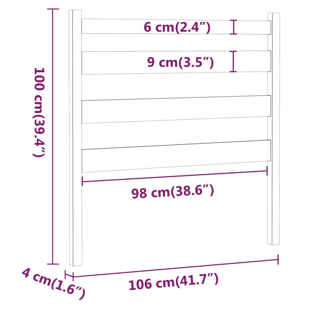 Tête de lit 106x4x100 cm Bois massif de pin Têtes et pieds de lit vidaXL   