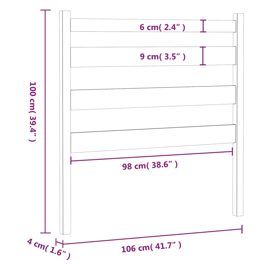 Tête de lit Marron miel 106x4x100 cm Bois massif de pin Têtes et pieds de lit vidaXL   