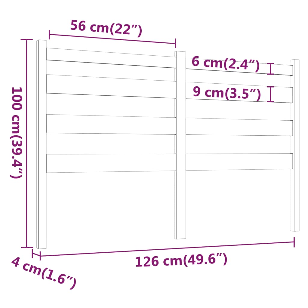 Tête de lit Blanc 126x4x100 cm Bois massif de pin Têtes et pieds de lit vidaXL   