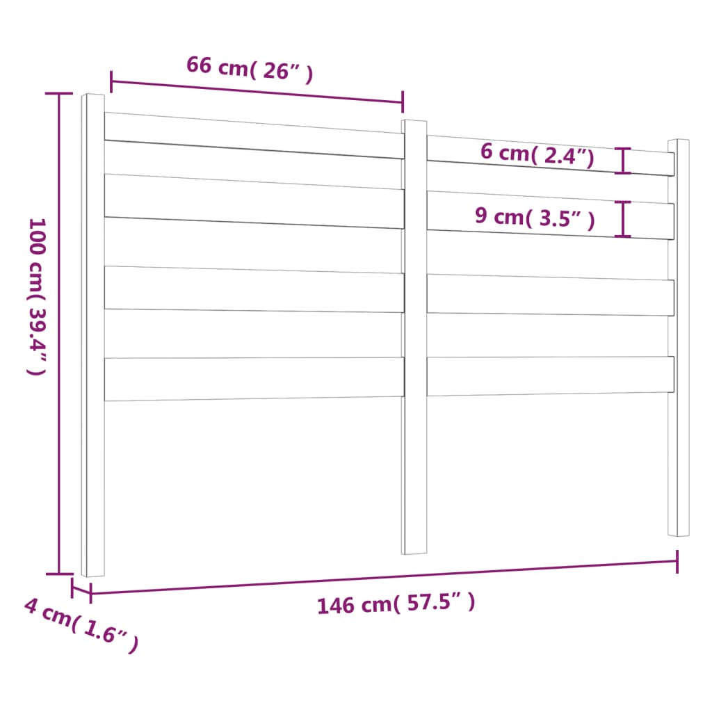 Tête de lit 146x4x100 cm Bois massif de pin Têtes et pieds de lit vidaXL   