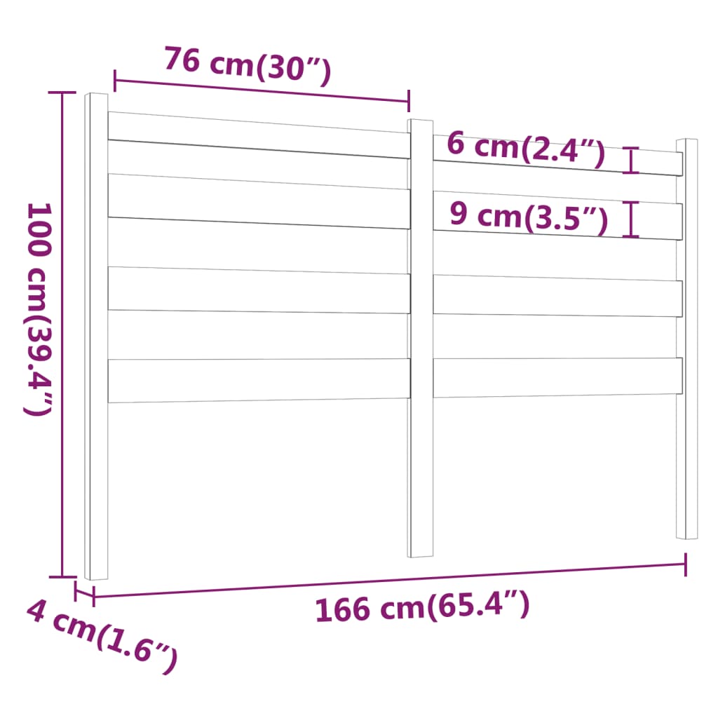 Tête de lit 166x4x100 cm Bois massif de pin Têtes et pieds de lit vidaXL   