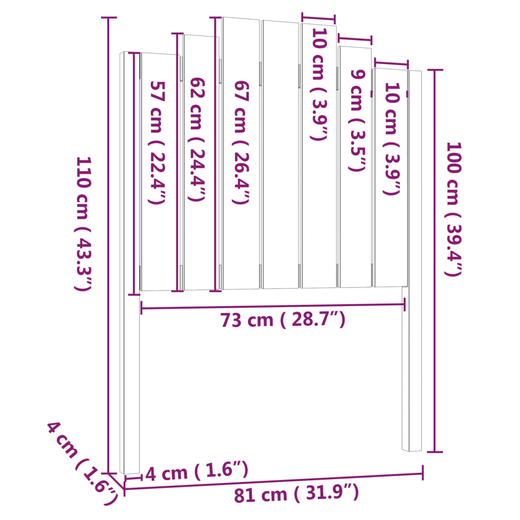 Tête de lit 81x4x110 cm Bois massif de pin Têtes et pieds de lit vidaXL   