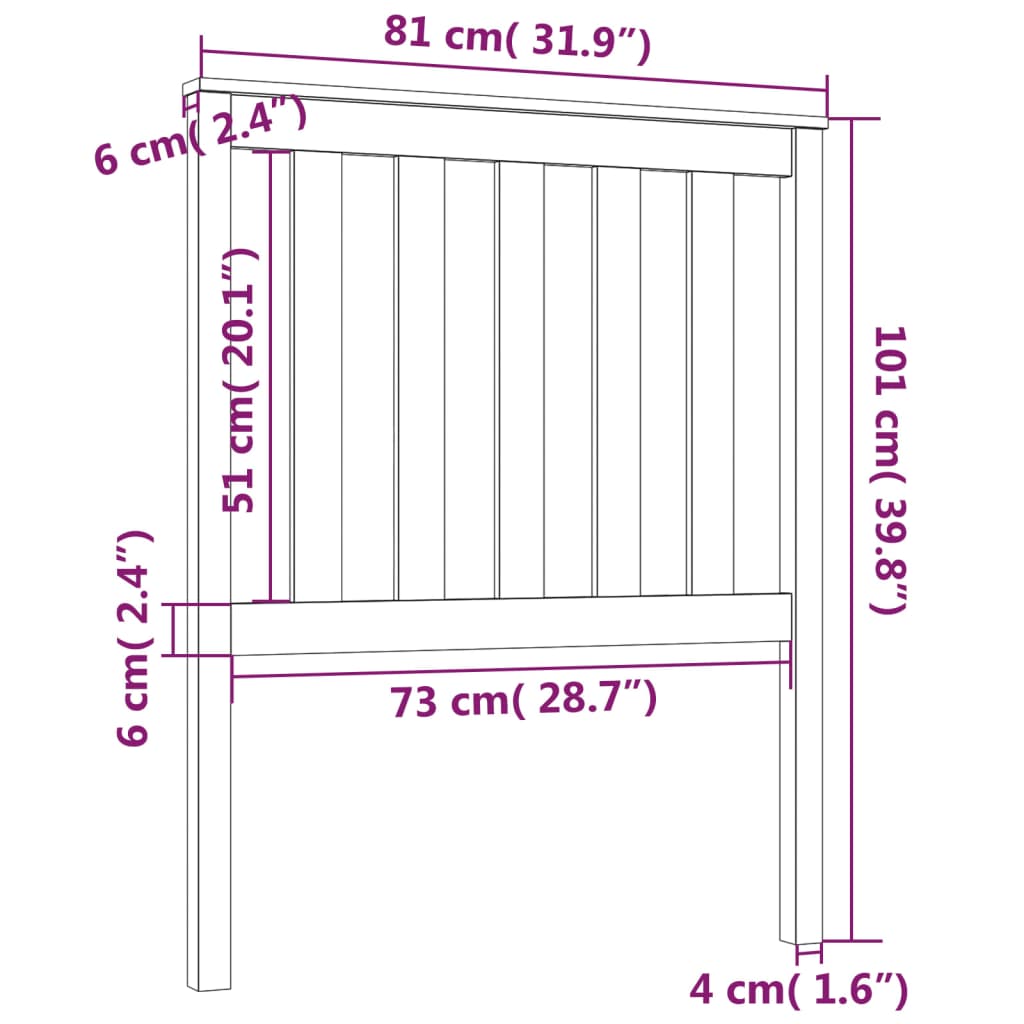 Tête de lit 81x6x101 cm Bois massif de pin Têtes et pieds de lit vidaXL   