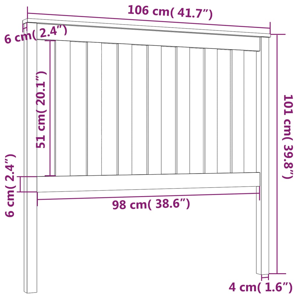 Tête de lit 106x6x101 cm Bois massif de pin Têtes et pieds de lit vidaXL   