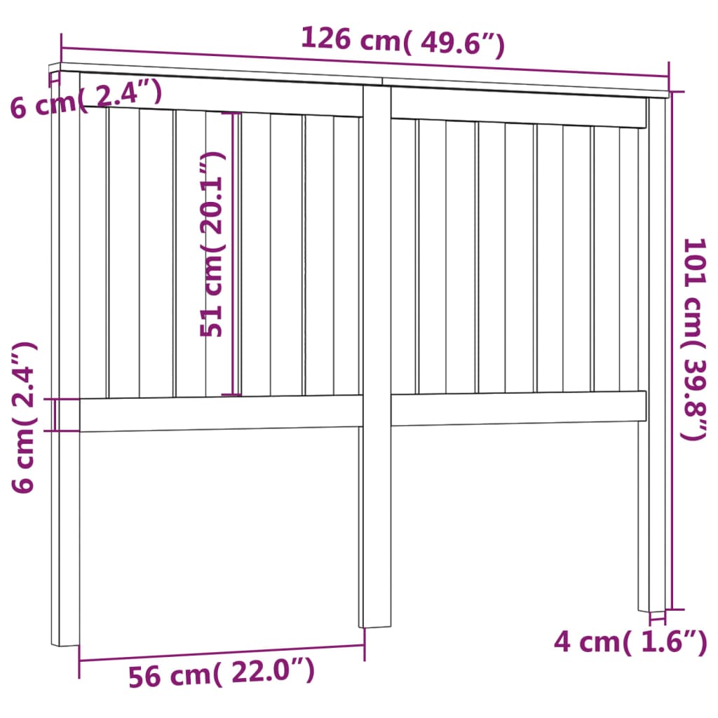 Tête de lit 126x6x101 cm Bois massif de pin Têtes et pieds de lit vidaXL   