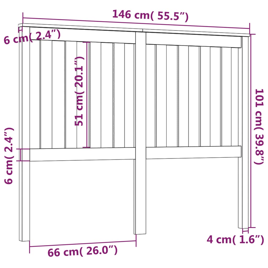 Tête de lit 146x6x101 cm Bois massif de pin Têtes et pieds de lit vidaXL   