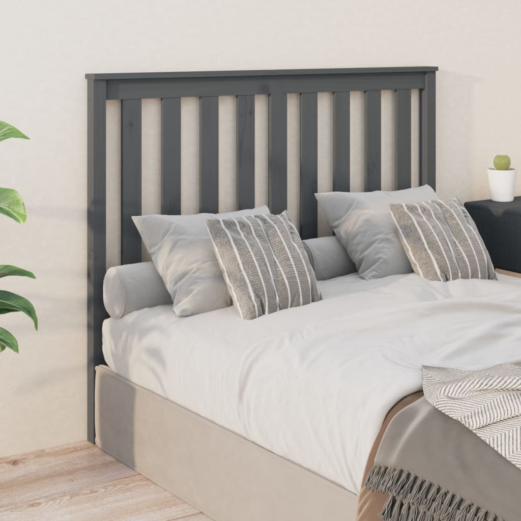 Tête de lit Gris 146x6x101 cm Bois massif de pin Têtes et pieds de lit vidaXL   