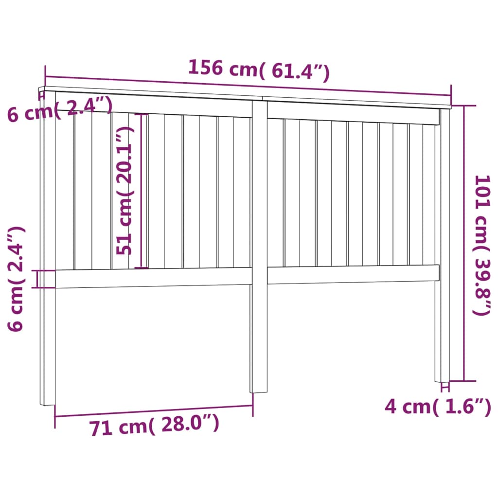 Tête de lit 156x6x101 cm Bois massif de pin Têtes et pieds de lit vidaXL   