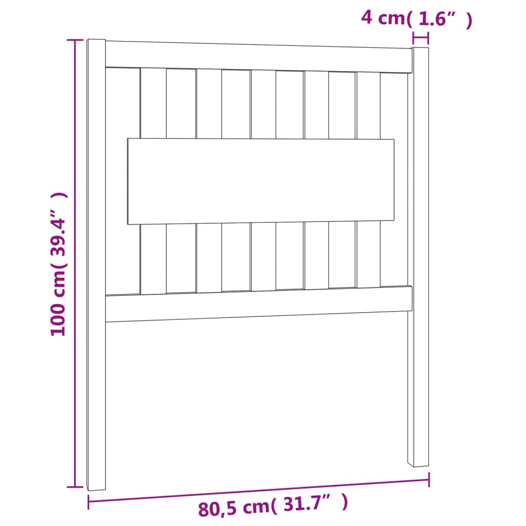 Tête de lit 80,5x4x100 cm Bois massif de pin Têtes et pieds de lit vidaXL   