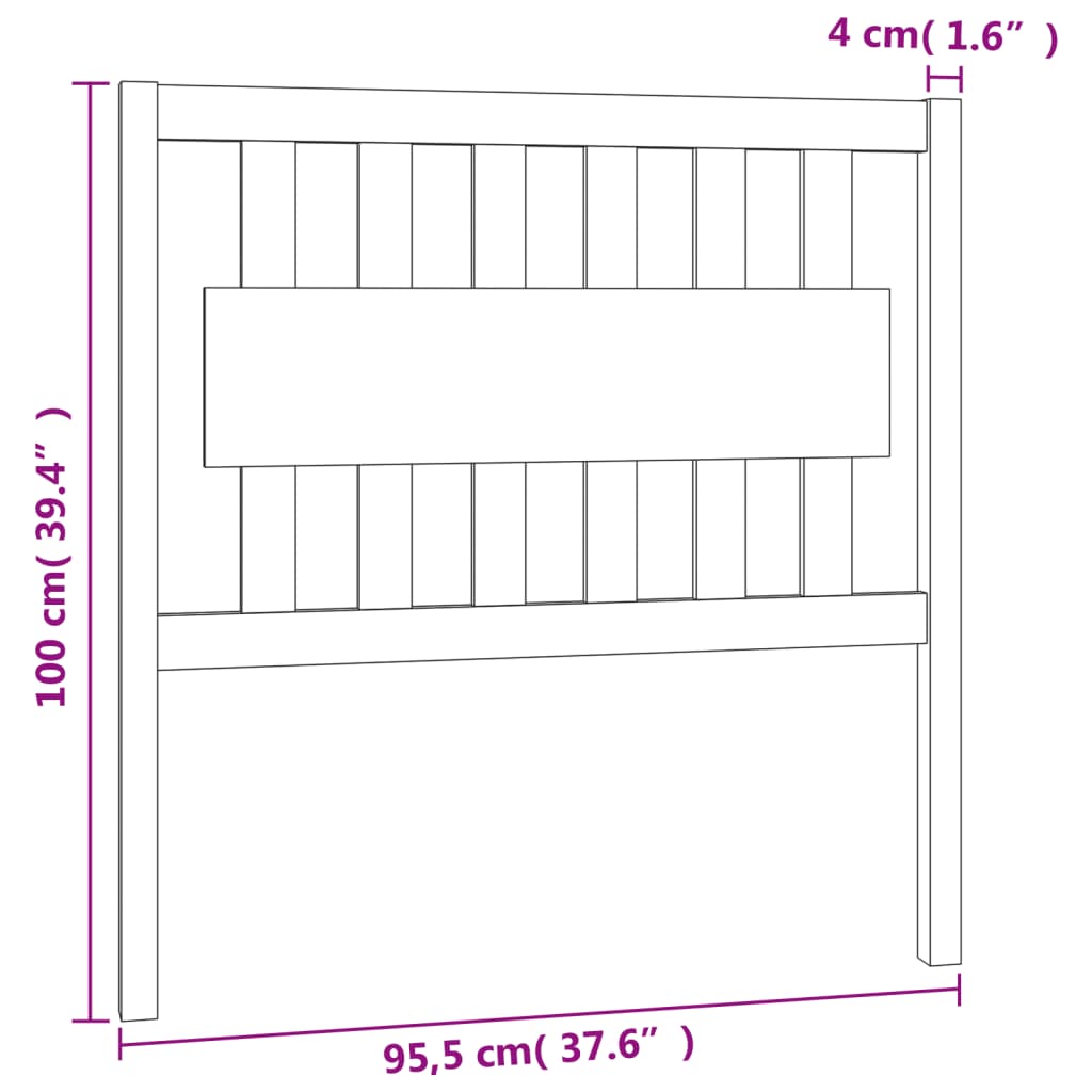 Tête de lit 95,5x4x100 cm Bois massif de pin Têtes et pieds de lit vidaXL   