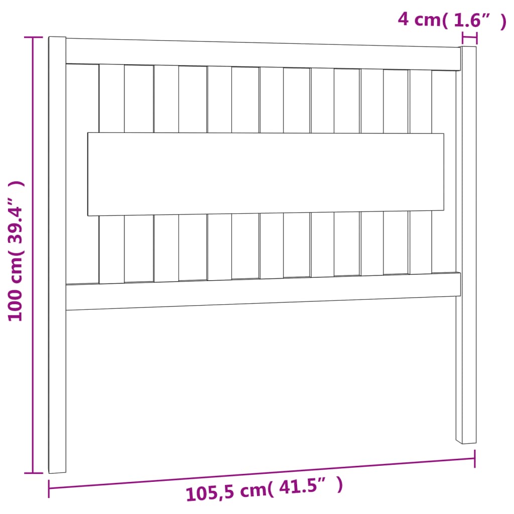 Tête de lit 105,5x4x100 cm Bois massif de pin Têtes et pieds de lit vidaXL   