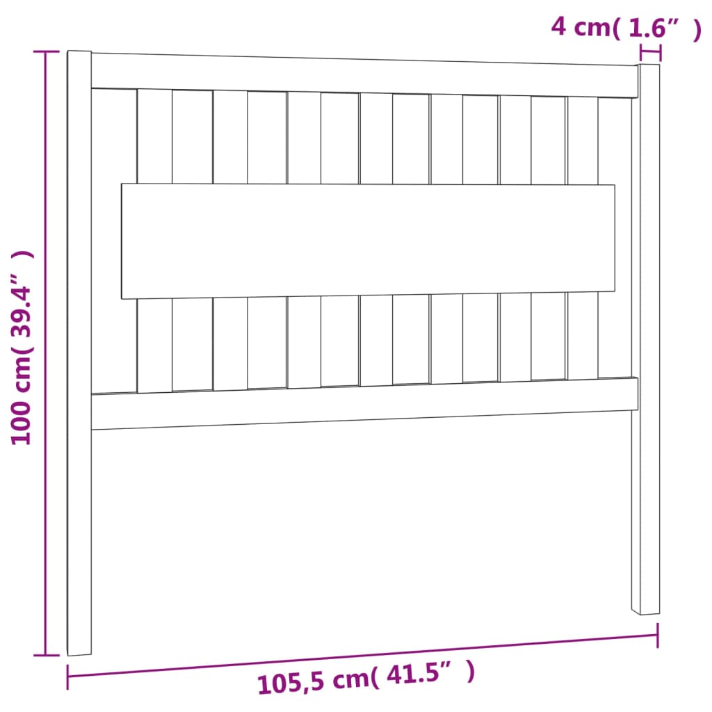 Tête de lit Gris 105,5x4x100 cm Bois massif de pin Têtes et pieds de lit vidaXL   