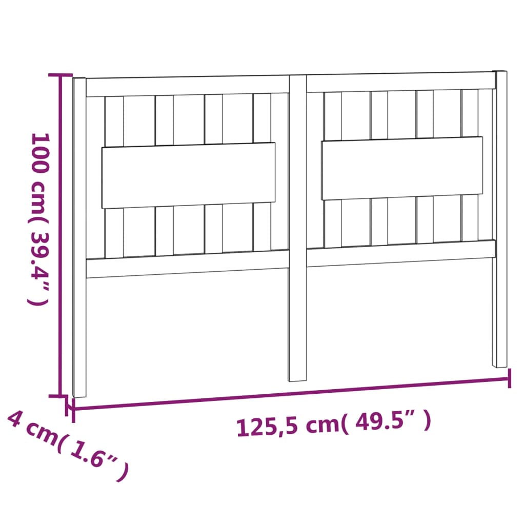 Tête de lit 125,5x4x100 cm Bois massif de pin Têtes et pieds de lit vidaXL   