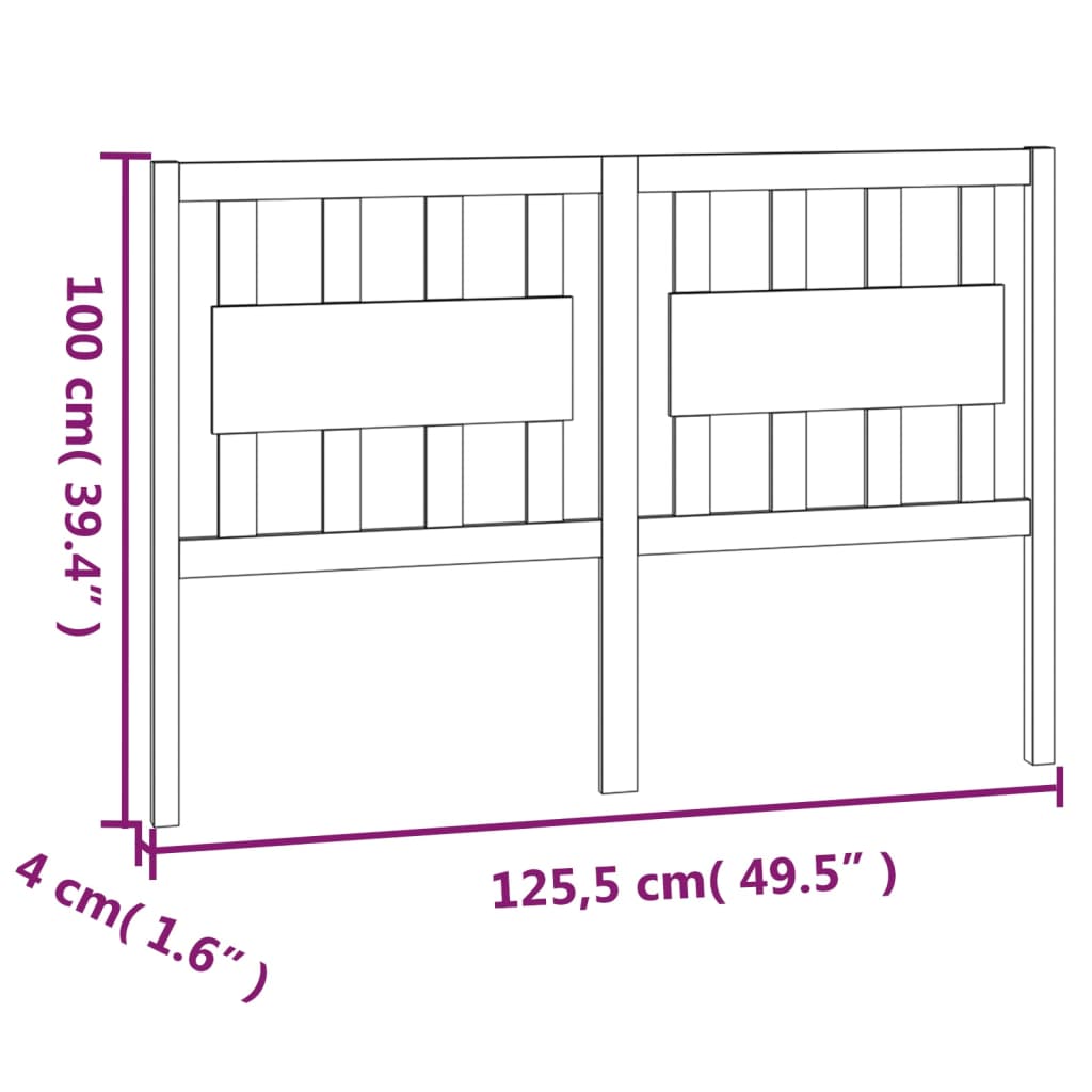 Tête de lit Blanc 125,5x4x100 cm Bois massif de pin Têtes et pieds de lit vidaXL   