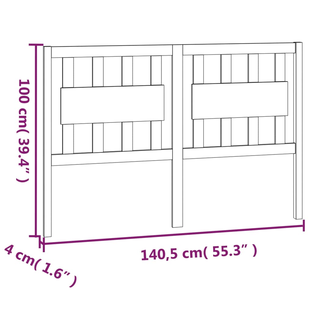 Tête de lit 140,5x4x100 cm Bois massif de pin Têtes et pieds de lit vidaXL   