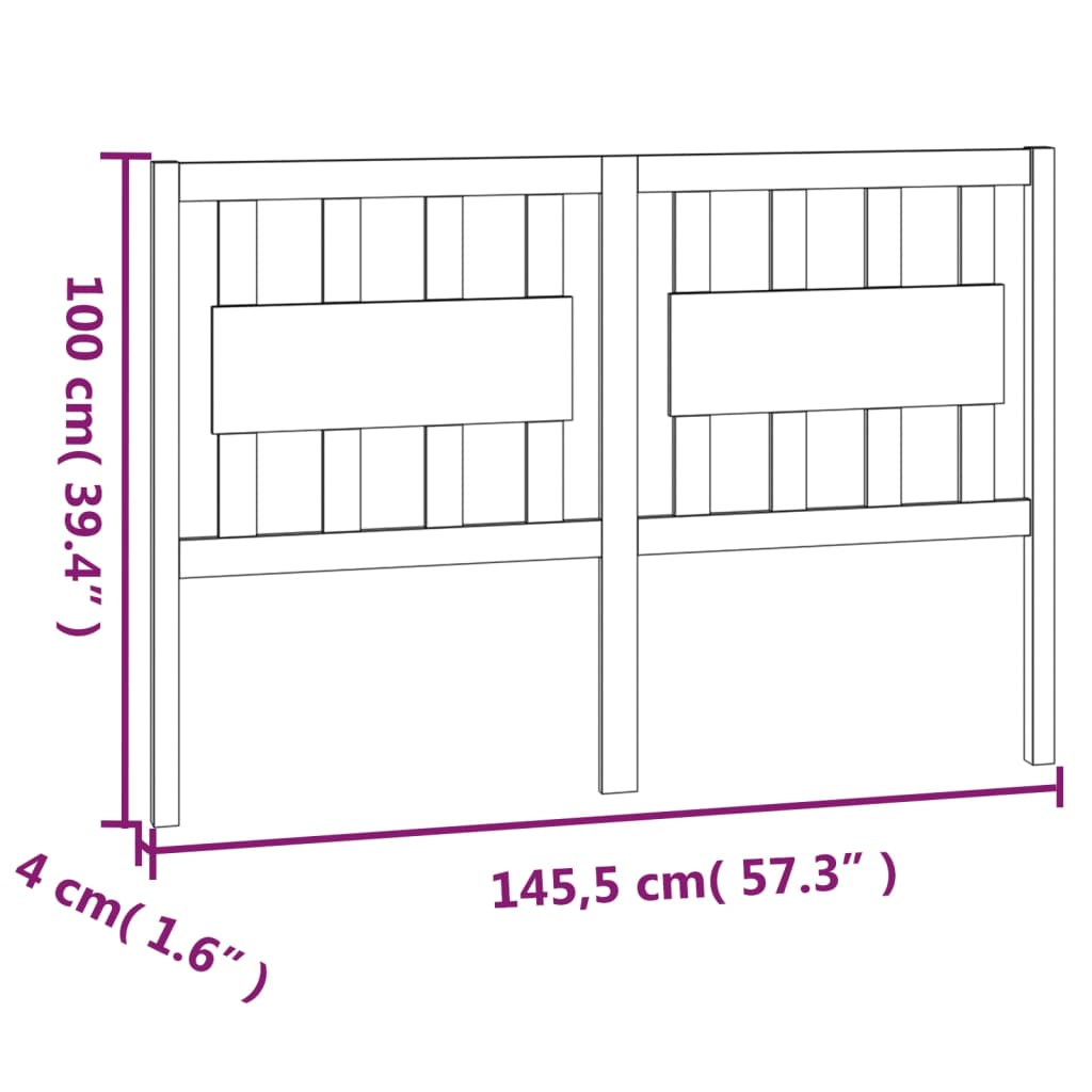 Tête de lit 145,5x4x100 cm Bois massif de pin Têtes et pieds de lit vidaXL   