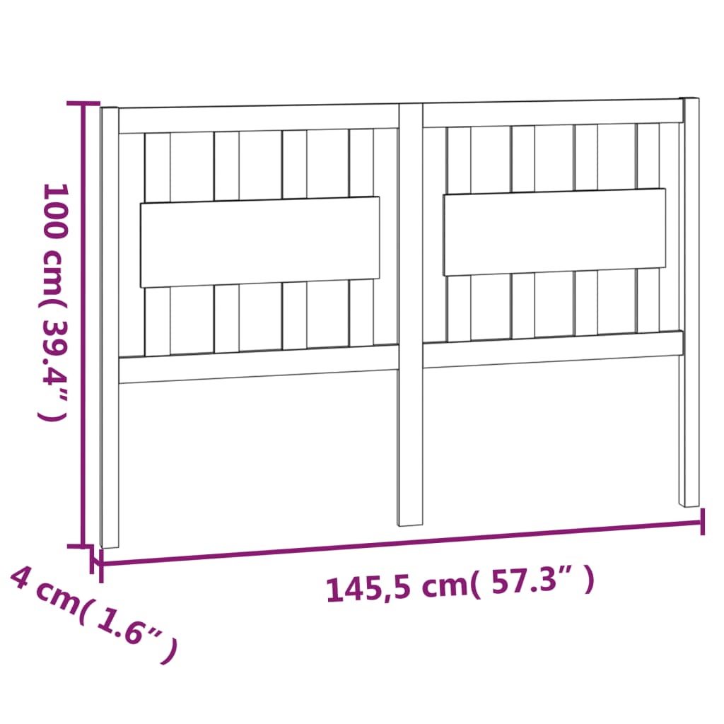 Tête de lit Blanc 145,5x4x100 cm Bois massif de pin Têtes et pieds de lit vidaXL   