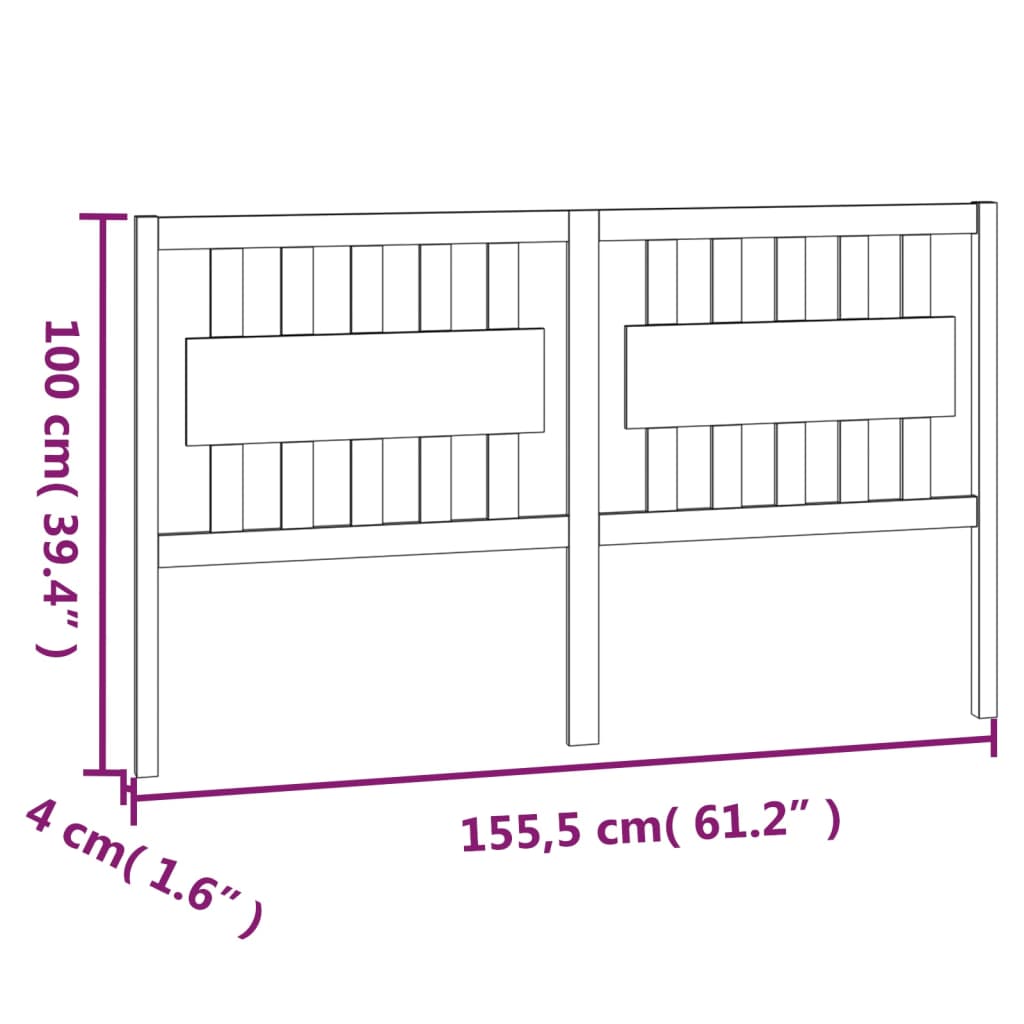 Tête de lit 155,5x4x100 cm Bois massif de pin Têtes et pieds de lit vidaXL   