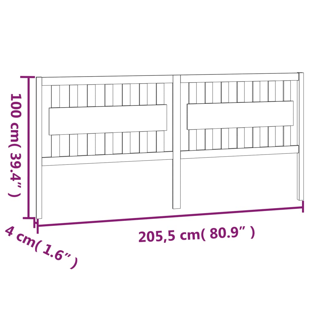 Tête de lit Blanc 205,5x4x100 cm Bois massif de pin Têtes et pieds de lit vidaXL   