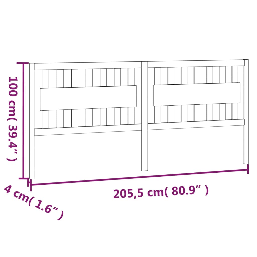 Tête de lit Gris 205,5x4x100 cm Bois massif de pin Têtes et pieds de lit vidaXL   