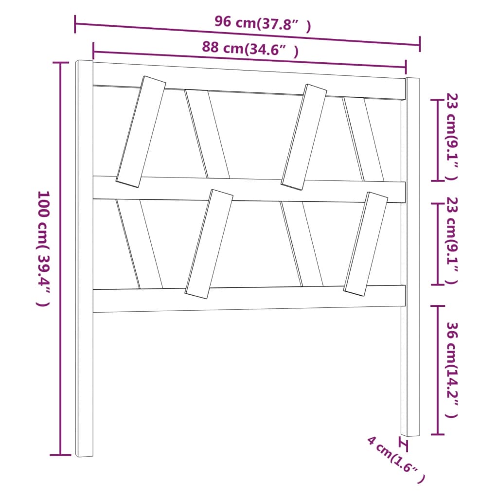 Tête de lit 96x4x100 cm Bois massif de pin Têtes et pieds de lit vidaXL   