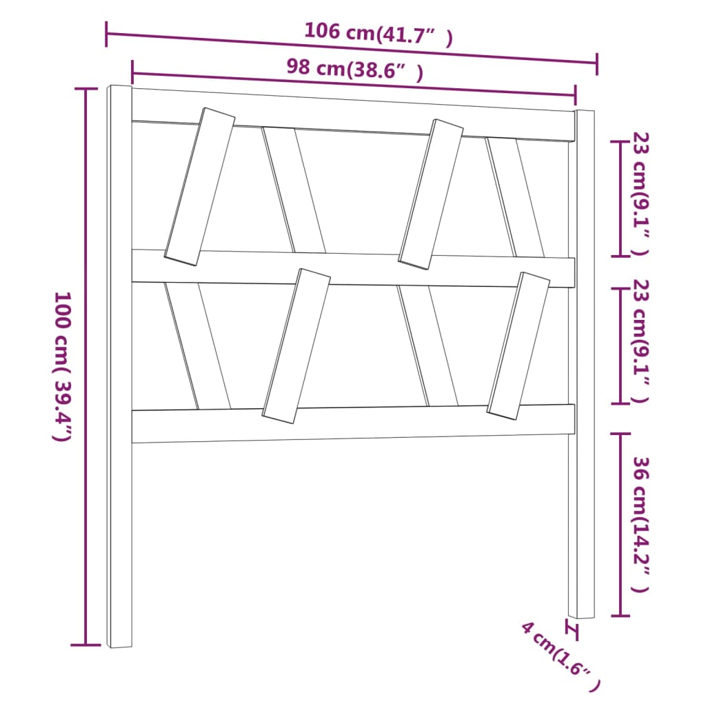 Tête de lit 106x4x100 cm Bois massif de pin Têtes et pieds de lit vidaXL   