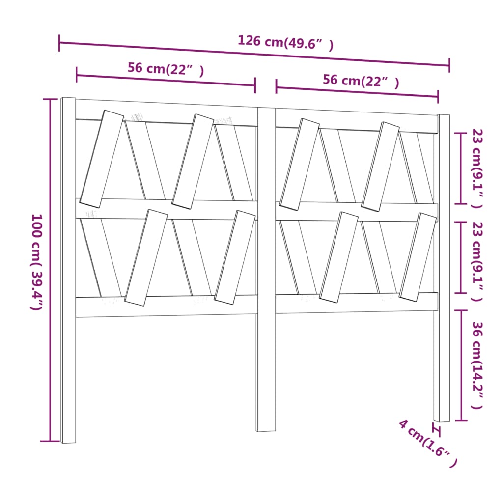 Tête de lit Blanc 126x4x100 cm Bois massif de pin Têtes et pieds de lit vidaXL   