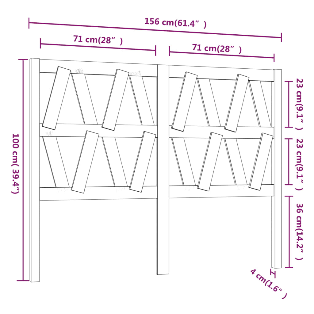 Tête de lit Blanc 156x4x100 cm Bois massif de pin Têtes et pieds de lit vidaXL   