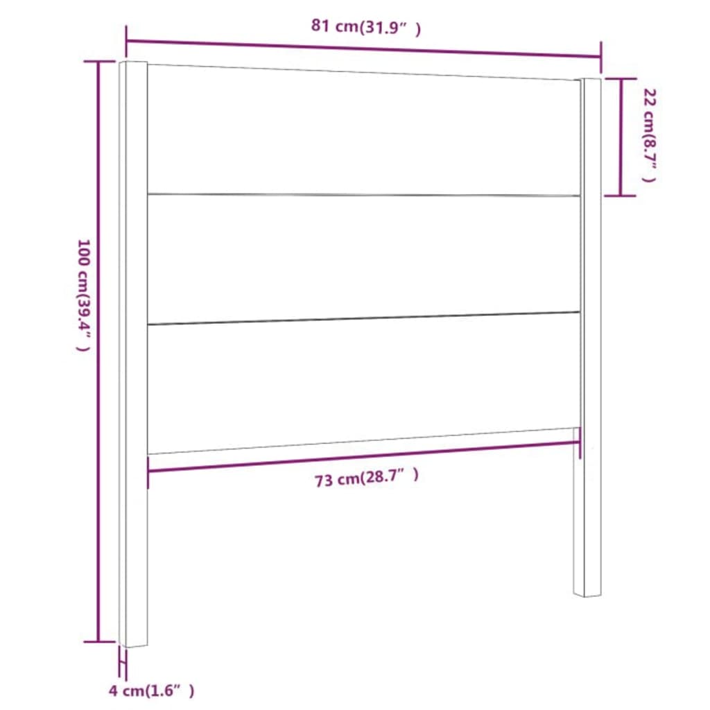 Tête de lit 81x4x100 cm Bois massif de pin Têtes et pieds de lit vidaXL   