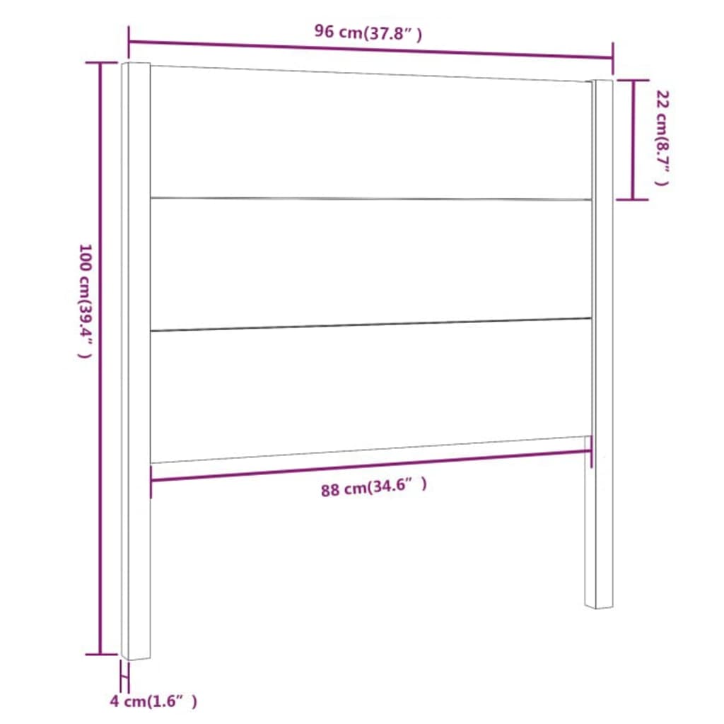 Tête de lit Gris 96x4x100 cm Bois massif de pin Têtes et pieds de lit vidaXL   